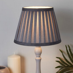 Lighting Collection Charcoal Pleat Textured Tapered Fabric Table Lamp Shade
