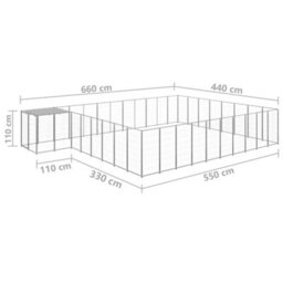 Berkfield Durable Dog Kennel Silver 25.41 M2 Steel - thumbnail 6