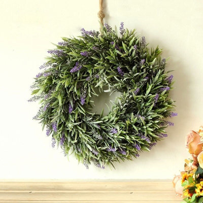 Garden Sanctuary Lavender Wreath For Front Door, Artificial Round Wreath For Home, Wedding, Party & Fireplace Décor, 30Cm - image 1