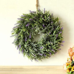 Garden Sanctuary Lavender Wreath For Front Door, Artificial Round Wreath For Home, Wedding, Party & Fireplace Décor, 30Cm - thumbnail 1