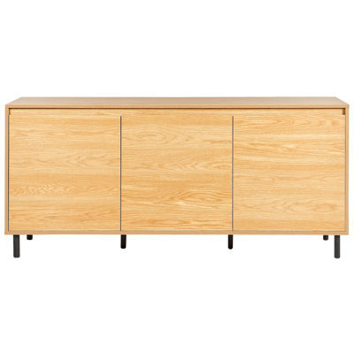 Beliani Three-Door Sideboard In Light Brown Melamine With Black Metal Legs, W1650 X D400 X H750mm - image 1