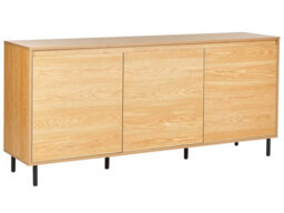 Beliani Three-Door Sideboard In Light Brown Melamine With Black Metal Legs, W1650 X D400 X H750mm - thumbnail 3