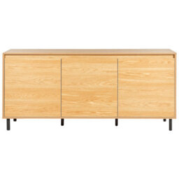 Beliani Three-Door Sideboard In Light Brown Melamine With Black Metal Legs, W1650 X D400 X H750mm - thumbnail 1