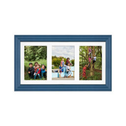 AK Frames 40X20Cm Navy Blue Classic Multi Photo Frame With White Mount - Holds 3 Apertures (3X) 6X4 Photos - thumbnail 1