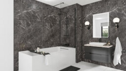 Wilsonart Noir Marble 2420 X 585 X 11mm Laminate Plywood Tongue & Groove - thumbnail 1