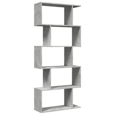 Berkfield Durable Room Divider Bookcase 5-Tier Concrete Grey 70X24X161 Cm Engineered Wood