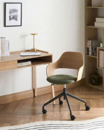 Beliani Desk Chair Novato Faux Linen Green - thumbnail 2