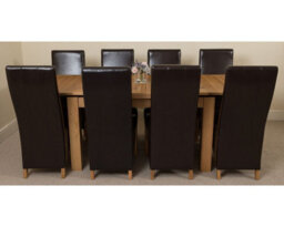 That's Furniture Richmond 140Cm - 220Cm Oak Extending Dining Table And 8 Chairs Dining Set With Lola Brown Leather Chairs - thumbnail 2