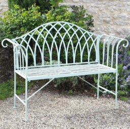 2 Seat Vintage Garden Bench - Traditional Wrought Iron Design, Easy Assembly, White Antique Finish - 4Ft (1300mm)