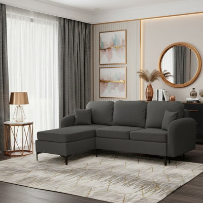 Venice L Corner Sofa Bed With Bonnell Spring Metal Legs Wooden Frame Storage Dl Mechanism 225X172X78X96 Cm Grey Left - image 1
