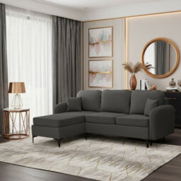 Venice L Corner Sofa Bed With Bonnell Spring Metal Legs Wooden Frame Storage Dl Mechanism 225X172X78X96 Cm Grey Left - thumbnail 1