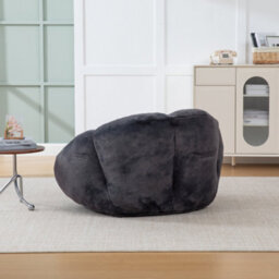Abrihome Bean Bag Chair, Shell-Shaped Bean Bag Couch For Adults, Giant Bean Sofa With High-Rebound Memory Foam, Big Sofa For Reading, Black - thumbnail 2