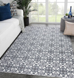 RugsX Carpet Argent - W4949 Flowers White / Grey 133X190 Cm - thumbnail 5