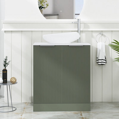 Royal Bathrooms Evora 700mm Sage Green Fluted Floor Standing Countertop Vanity Unit 2 Door With Nova Basin - image 1