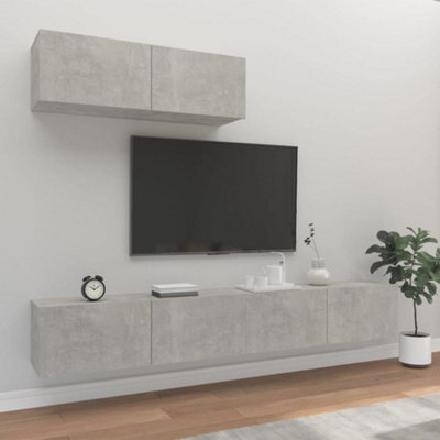 Berkfield 3 Piece Tv Cabinet Set Concrete Grey Engineered Wood - image 1