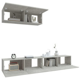 Berkfield 3 Piece Tv Cabinet Set Concrete Grey Engineered Wood - thumbnail 4