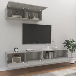 Berkfield 3 Piece Tv Cabinet Set Concrete Grey Engineered Wood - thumbnail 3