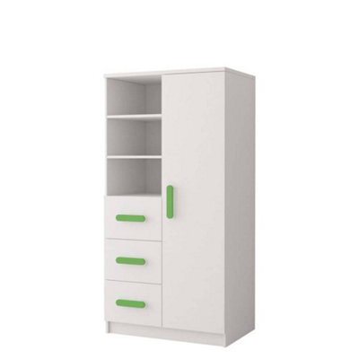 Arte Dynamic White Sideboard H1600mm W800mm D400mm - Lime Handles For Vibrant Interiors