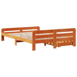 Berkfield Bed Frame Without Mattress Wax Brown 150X200 Cm King Size Solid Wood Pine - thumbnail 8