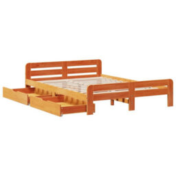 Berkfield Bed Frame Without Mattress Wax Brown 150X200 Cm King Size Solid Wood Pine - thumbnail 9