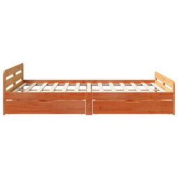 Berkfield Bed Frame Without Mattress Wax Brown 150X200 Cm King Size Solid Wood Pine - thumbnail 7