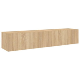 Berkfield Durable Tv Wall Cabinets With Led Lights 2 Pcs Sonoma Oak 80X35X31 Cm - thumbnail 7