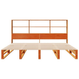 Berkfield Bookcase Bed Without Mattress Wax Brown 180X200 Cm Super King Solid Wood - thumbnail 4