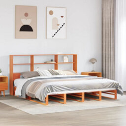 Berkfield Bookcase Bed Without Mattress Wax Brown 180X200 Cm Super King Solid Wood - thumbnail 1