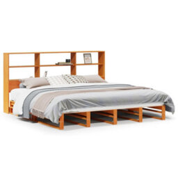 Berkfield Bookcase Bed Without Mattress Wax Brown 180X200 Cm Super King Solid Wood - thumbnail 2