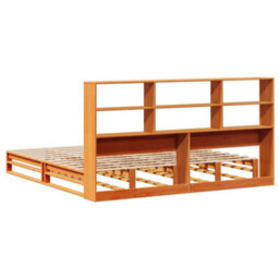 Berkfield Bookcase Bed Without Mattress Wax Brown 180X200 Cm Super King Solid Wood - thumbnail 8