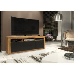 Tv Unit Shine 160Cm - Dark Oak & Black Matt Doors - thumbnail 2