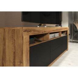 Tv Unit Shine 160Cm - Dark Oak & Black Matt Doors - thumbnail 5
