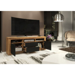 Tv Unit Shine 160Cm - Dark Oak & Black Matt Doors - thumbnail 4