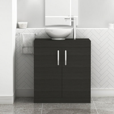 Royal Bathrooms Turin 800mm Floor Standing Vanity Unit 2 Door Hale Black & Countertop Basin - Breeze - image 1