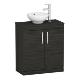 Royal Bathrooms Turin 800mm Floor Standing Vanity Unit 2 Door Hale Black & Countertop Basin - Breeze - thumbnail 4
