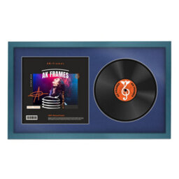 "30X17"" Navy Blue Sleek Vinyl Record Frame With Blue Mount For 12 Inch Lp Album Cover & Disc - Ak Frames"