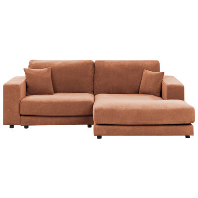 Beliani Corner Sofa 3 Seater Lofoten Fabric Light Red Left Hand - image 1