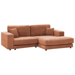 Beliani Corner Sofa 3 Seater Lofoten Fabric Light Red Left Hand - thumbnail 4
