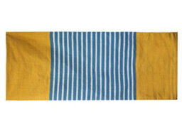 Four Candle Blue And Yellow Indian Cotton Rug Soft Woven Floor Rug 170 X 70Cm - thumbnail 1