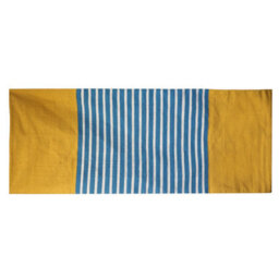 Four Candle Blue And Yellow Indian Cotton Rug Soft Woven Floor Rug 170 X 70Cm - thumbnail 2