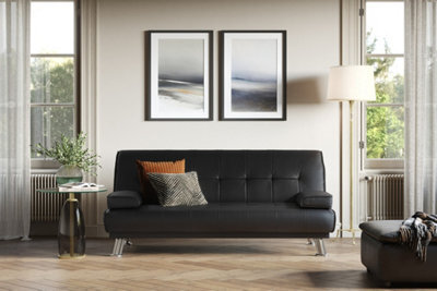 Home Detail Monty Sofa Bed, Black Faux Leather - image 1