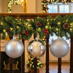 Shatchi Set Of 3 - 20Cm Silver Christmas Baubles (Glossy, Matte, Glitter) Décor Pack - thumbnail 8