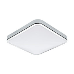 Stylish Ip44 Chrome Wall Flush Ceiling Light With White Shade And Led Bulb