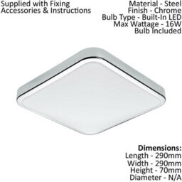Stylish Ip44 Chrome Wall Flush Ceiling Light With White Shade And Led Bulb - thumbnail 2