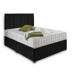 Dining Tables Zanzibar Headboard Divan Set , 2 Drawer On Same Side With Sprung 1500 Comfort Mattress - Plush Black  - Double - thumbnail 4