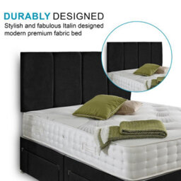Dining Tables Zanzibar Headboard Divan Set , 2 Drawer On Same Side With Sprung 1500 Comfort Mattress - Plush Black  - Double - thumbnail 3