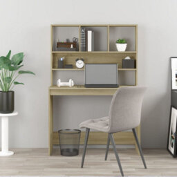 Walplus Desk With Shelves Sonoma Oak 102X45X148 Cm Engineered Wood - thumbnail 3