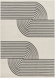 Livabliss Pisa-Modern Off-White Black Graphic Living Dining Bedroom Rug 140 X 200 Cm Easy Care, Non Shedding - thumbnail 1