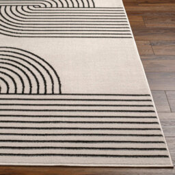 Livabliss Pisa-Modern Off-White Black Graphic Living Dining Bedroom Rug 140 X 200 Cm Easy Care, Non Shedding - thumbnail 5