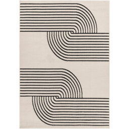 Livabliss Pisa-Modern Off-White Black Graphic Living Dining Bedroom Rug 140 X 200 Cm Easy Care, Non Shedding - thumbnail 2